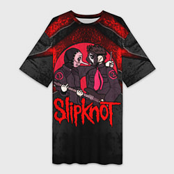 Женская длинная футболка Slipknot black and red