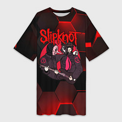 Футболка женская длинная Slipknot art black, цвет: 3D-принт