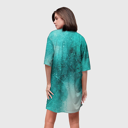 Женская длинная футболка Брызги зеленой краски / 3D-принт – фото 4