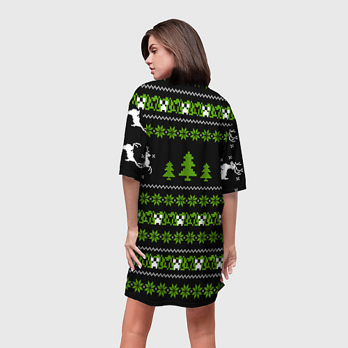 Женская длинная футболка Новогодний свитер - Крипер / 3D-принт – фото 4
