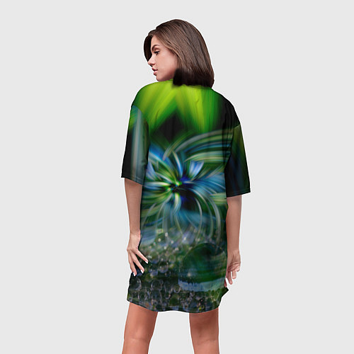 Женская длинная футболка Манитные поля - абстракция / 3D-принт – фото 4