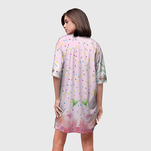 Женская длинная футболка 2023 - цветочный фон / 3D-принт – фото 4