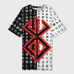 Женская длинная футболка Клеймо жертвы - иероглифы