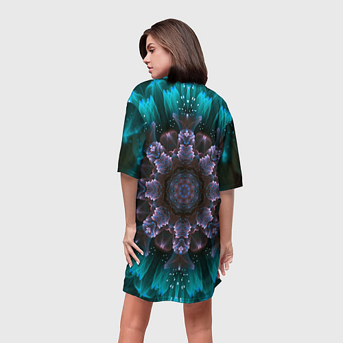 Женская длинная футболка Космический сайфай цветок / 3D-принт – фото 4