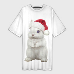 Женская длинная футболка Рождественский крольчонок
