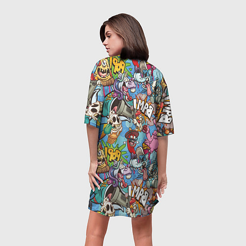 Женская длинная футболка Сумасшедший поп-арт / 3D-принт – фото 4