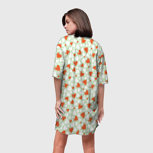 Женская длинная футболка Сердце двуцветное / 3D-принт – фото 4