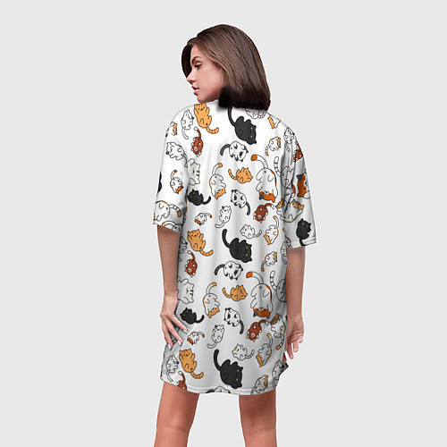 Женская длинная футболка Вечеринка кошек / 3D-принт – фото 4