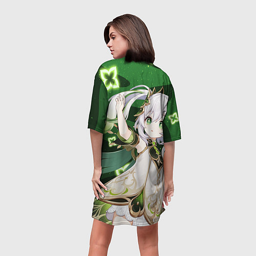 Женская длинная футболка Нахида: Дендро Архонт / 3D-принт – фото 4