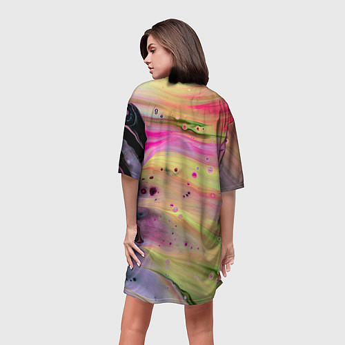 Женская длинная футболка Растекающиеся краски / 3D-принт – фото 4