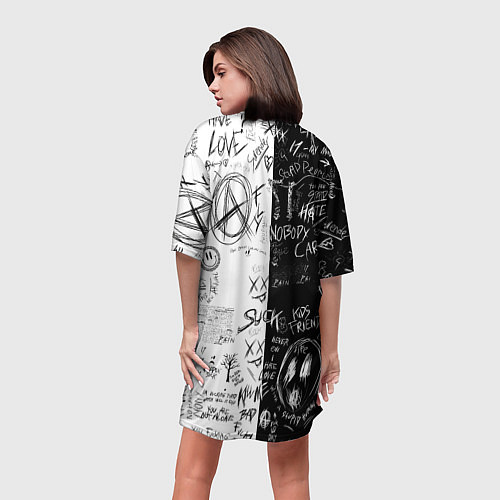 Женская длинная футболка Сатору Годжо в очках - магическая битва / 3D-принт – фото 4