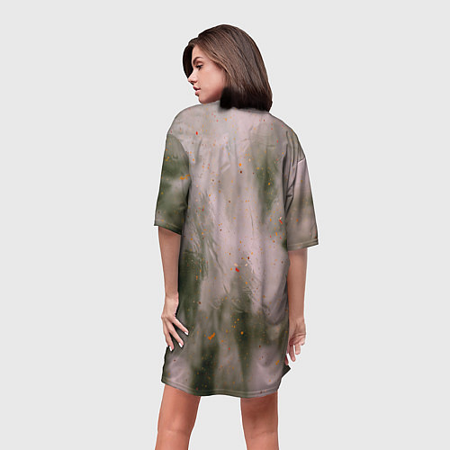 Женская длинная футболка Абстрактный туман и следы красок / 3D-принт – фото 4