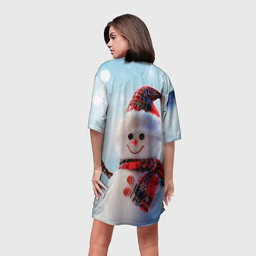 Женская длинная футболка Снеговичёк / 3D-принт – фото 4