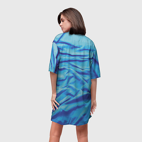 Женская длинная футболка Мятая ткань - fashion - wave / 3D-принт – фото 4
