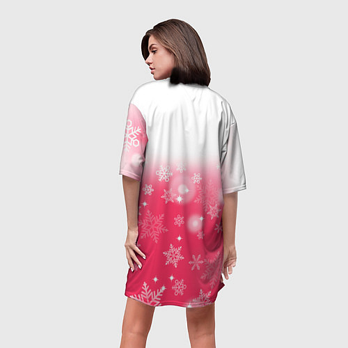 Женская длинная футболка Зайка в венке 2023 / 3D-принт – фото 4
