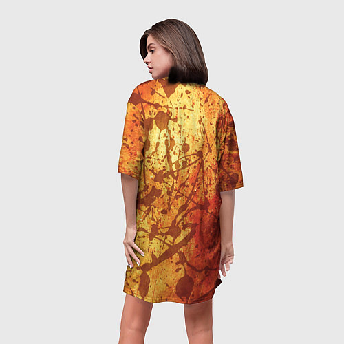 Женская длинная футболка Текстура - Orange in dark splashes / 3D-принт – фото 4