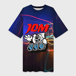 Женская длинная футболка JDM style - engine - gesture