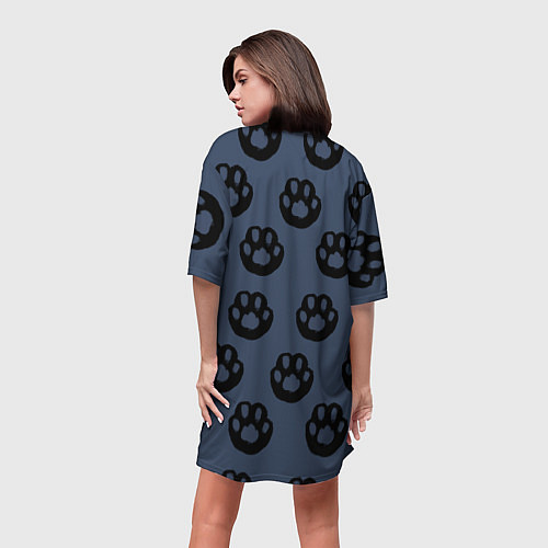 Женская длинная футболка Кошачьи лапки / 3D-принт – фото 4
