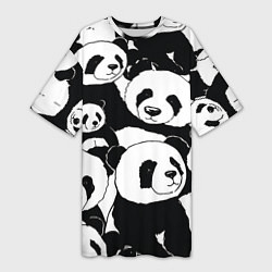 Женская длинная футболка С пандами паттерн