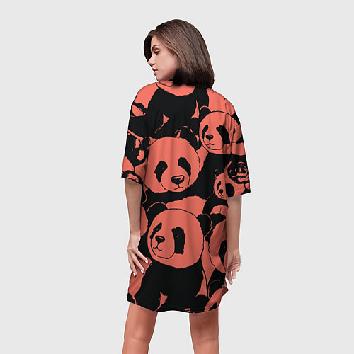 Женская длинная футболка С красными пандами / 3D-принт – фото 4
