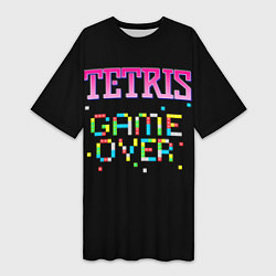 Футболка женская длинная Tetris - Game Over, цвет: 3D-принт