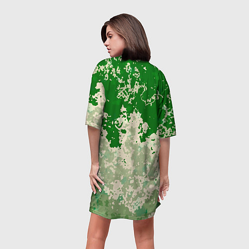 Женская длинная футболка Абстракция в зелёных тонах / 3D-принт – фото 4