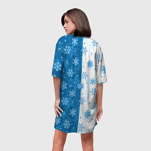 Женская длинная футболка Красивые снежинки / 3D-принт – фото 4