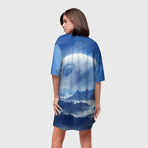 Женская длинная футболка Mountains - fantasy planet / 3D-принт – фото 4