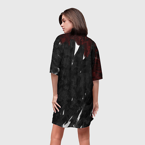 Женская длинная футболка Черный кролик орет как сумасшедший / 3D-принт – фото 4