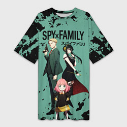 Футболка женская длинная Spy family characters, цвет: 3D-принт
