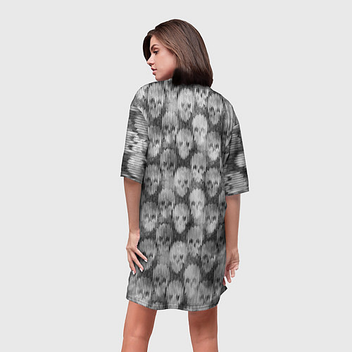 Женская длинная футболка Череп эффект вязаного изделия / 3D-принт – фото 4