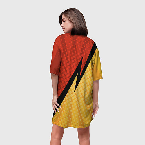 Женская длинная футболка Желтая красная молния / 3D-принт – фото 4