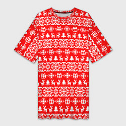 Футболка женская длинная New Years winter pattern, цвет: 3D-принт