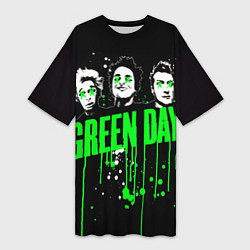 Футболка женская длинная Green day paint, цвет: 3D-принт