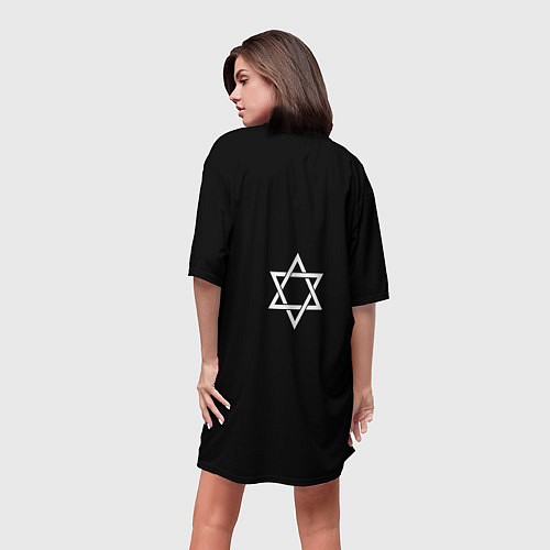 Женская длинная футболка Белая менора для праздника огней / 3D-принт – фото 4
