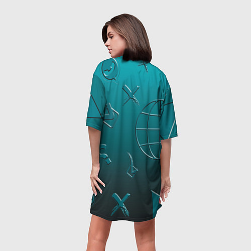 Женская длинная футболка Символы соцсетей / 3D-принт – фото 4