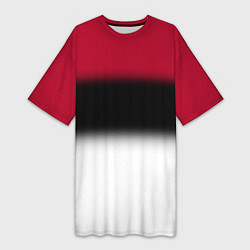 Футболка женская длинная Размытый полосатый узор черный красный белый, цвет: 3D-принт