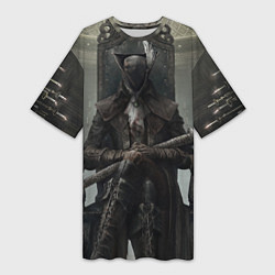 Футболка женская длинная Bloodborne охотник, цвет: 3D-принт
