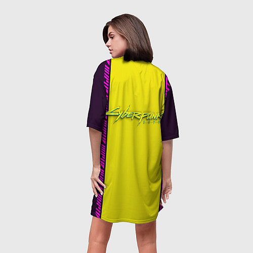 Женская длинная футболка Киберпанк 2077 Арт / 3D-принт – фото 4