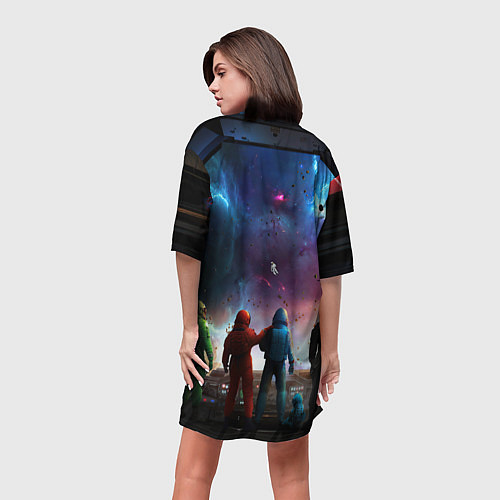 Женская длинная футболка Амонг ас / 3D-принт – фото 4
