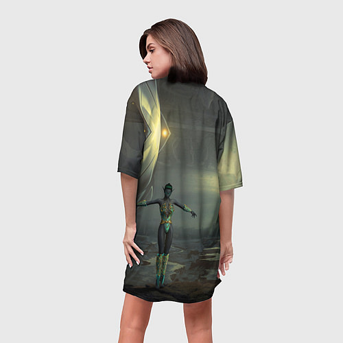 Женская длинная футболка Эльфийка в пустошах / 3D-принт – фото 4