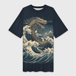Женская длинная футболка Морской дракон в японском стиле
