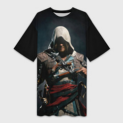 Футболка женская длинная Assassins Creed 4, цвет: 3D-принт