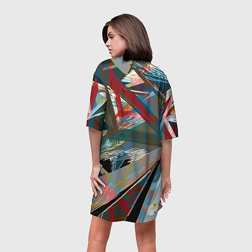 Женская длинная футболка Абстрактный многоцветный узор / 3D-принт – фото 4