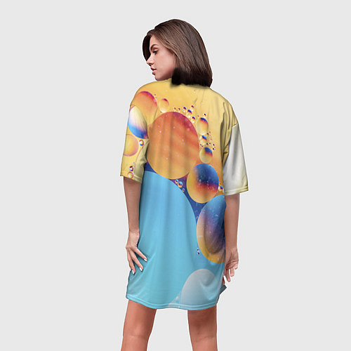 Женская длинная футболка Абстрактные круги с разными красками / 3D-принт – фото 4