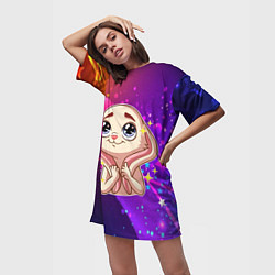 Футболка женская длинная Сильно восхищенная зайка, цвет: 3D-принт — фото 2