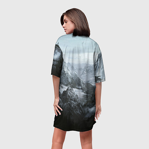 Женская длинная футболка Природа Скайрима / 3D-принт – фото 4