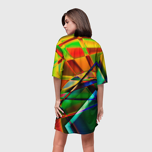 Женская длинная футболка Разноцветное стекло / 3D-принт – фото 4