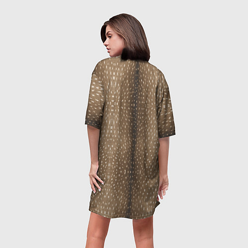 Женская длинная футболка Текстура шкуры пятнистого оленя / 3D-принт – фото 4