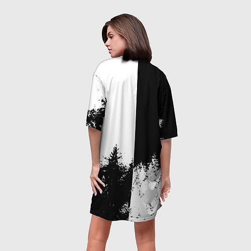 Женская длинная футболка Два волка / 3D-принт – фото 4